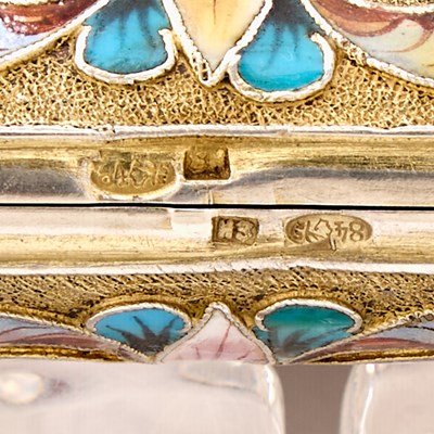 Lot 77 - Russian Silver-Gilt and Cloisonné Enamel Cigarette Case