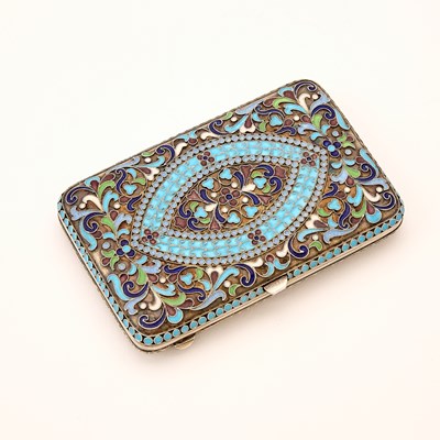 Lot 223 - Russian Silver and Cloisonné Enamel Cigarette Case