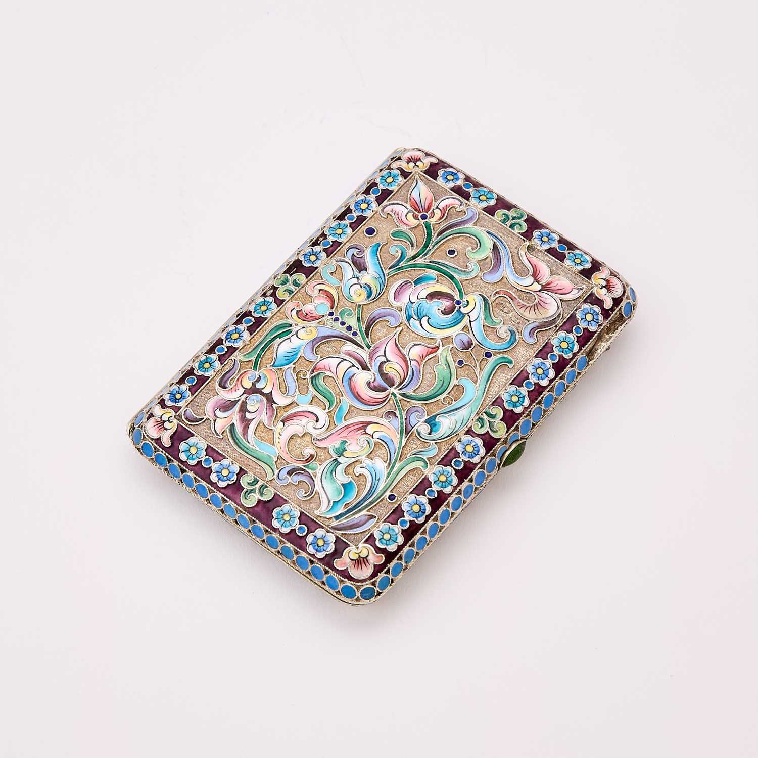 Lot 75 - Russian Silver-Gilt and Cloisonné Enamel Cigarette Case