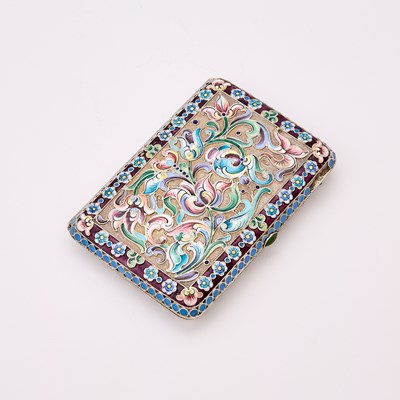 Lot 75 - Russian Silver-Gilt and Cloisonné Enamel Cigarette Case
