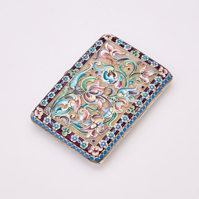Lot 75 - Russian Silver-Gilt and Cloisonné Enamel Cigarette Case