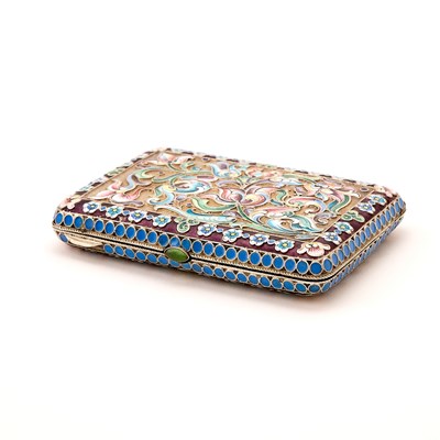 Lot 75 - Russian Silver-Gilt and Cloisonné Enamel Cigarette Case