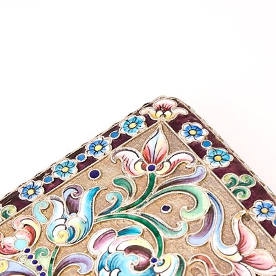 Lot 75 - Russian Silver-Gilt and Cloisonné Enamel Cigarette Case