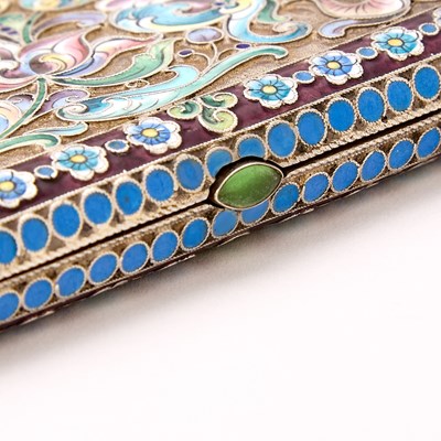 Lot 75 - Russian Silver-Gilt and Cloisonné Enamel Cigarette Case