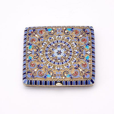 Lot 203 - Russian Silver-Gilt and Cloisonné Enamel Cigarette Case