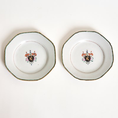 Lot 53 - Pair of Chinese Export Porcelain Armorial Plates