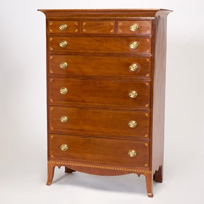 Lot 415 - Federal Inlaid Cherry Butler’s Tall Chest