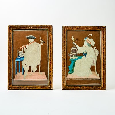 Lot 1134 - Pair of Pin Pricked and Watercolor Pictures