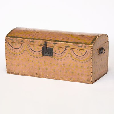 Lot 1173 - Paint Decorated Pine Dome-Top Box