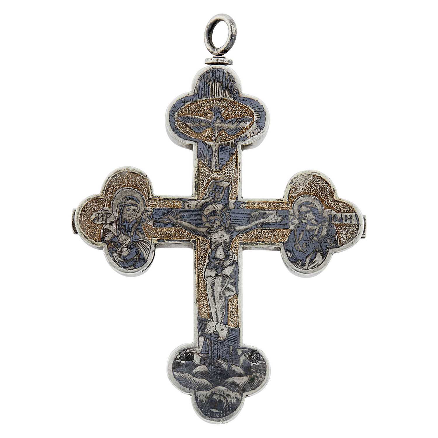 Lot 119 - Russian Silver-Gilt and Niello Reliquary Pectoral Cross