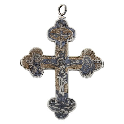 Lot 119 - Russian Silver-Gilt and Niello Reliquary Pectoral Cross