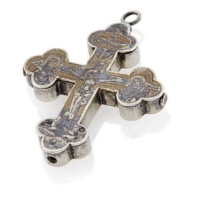 Lot 119 - Russian Silver-Gilt and Niello Reliquary Pectoral Cross