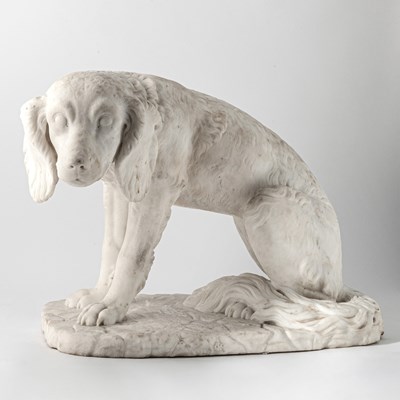 Lot 306 - White Marble Figure of a Spaniel Dog