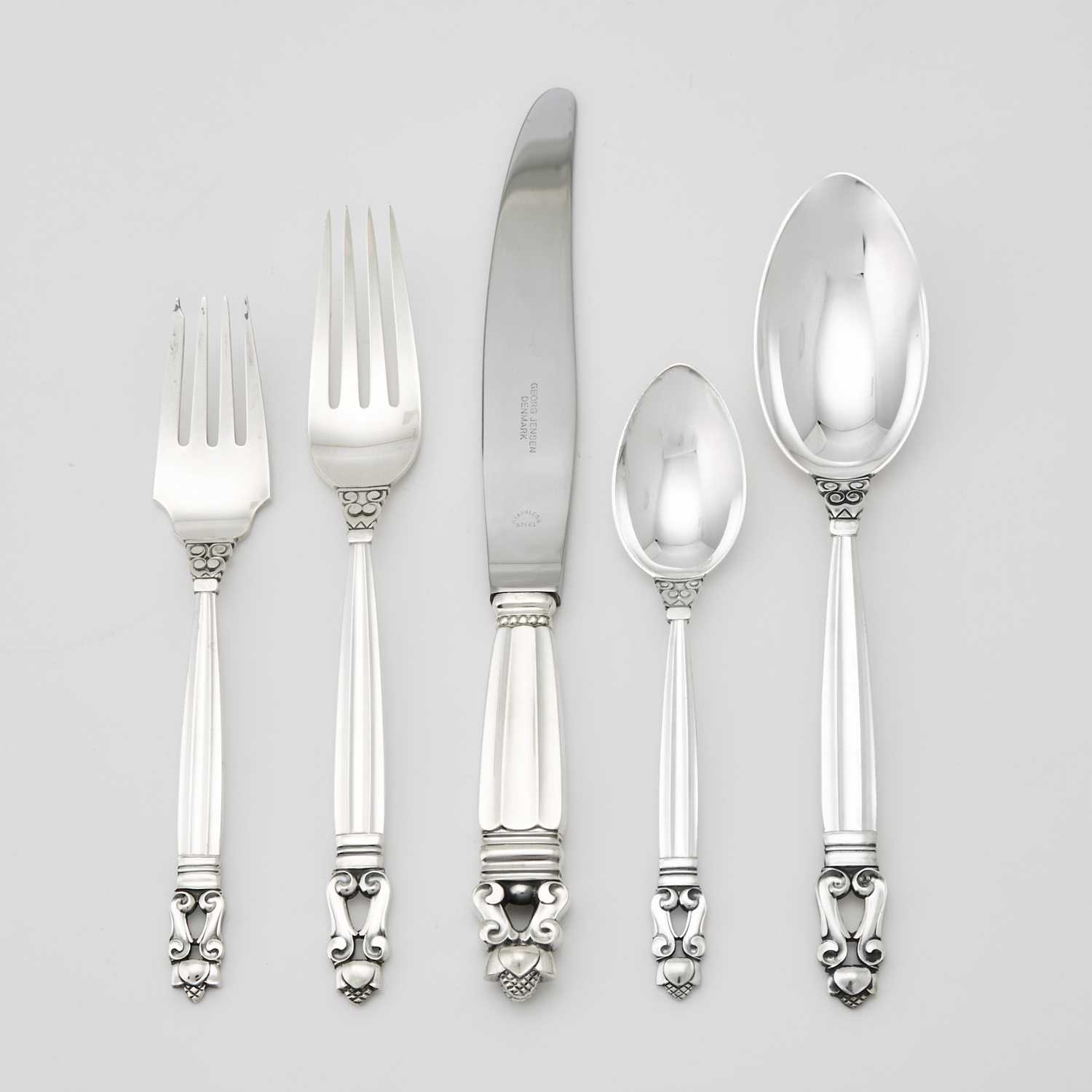 Lot 101 - Georg Jensen Sterling Silver 'Acorn' Pattern Partial Flatware Service
