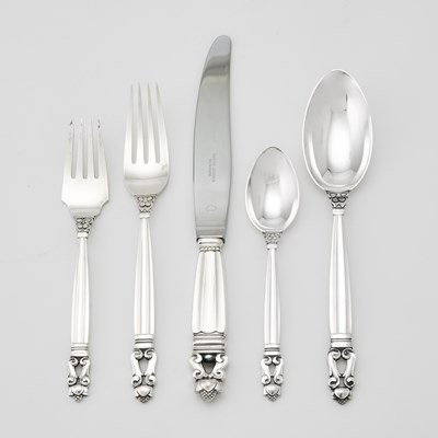 Lot 101 - Georg Jensen Sterling Silver 'Acorn' Pattern Partial Flatware Service