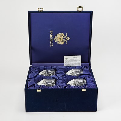 Lot 180 - Group of Ajka Crystal Co. Modern Fabergé 'Antarctica' Pattern White Overlay Glass Drinking Glasses