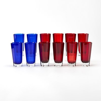 Lot 181 - Group of Ajka Crystal Co. Modern Fabergé 'Milano' Pattern Glass Highballs