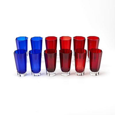Lot 181 - Group of Ajka Crystal Co. Modern Fabergé 'Milano' Pattern Glass Highballs