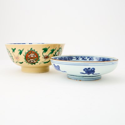 Lot 186 - A Chinese Blue and White and Cafe au Lait Ground Porcelain Bowl