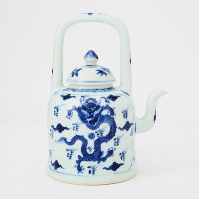 Lot 183 - A Chinese Blue and White Porcelain Teapot and Cover