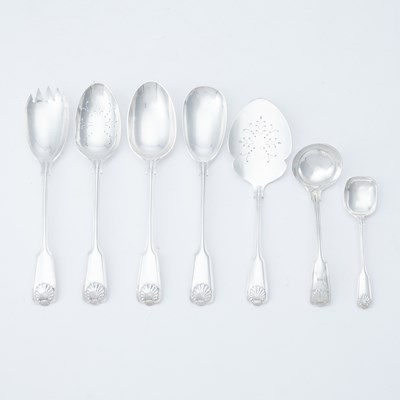 Lot 142 - Elizabeth II Sterling Silver "Fiddle, Thread & Shell" Pattern Flatware Service