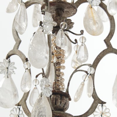 Lot 138 - Louis XV Style Silvered Iron and Rock Crystal Six Light Chandelier