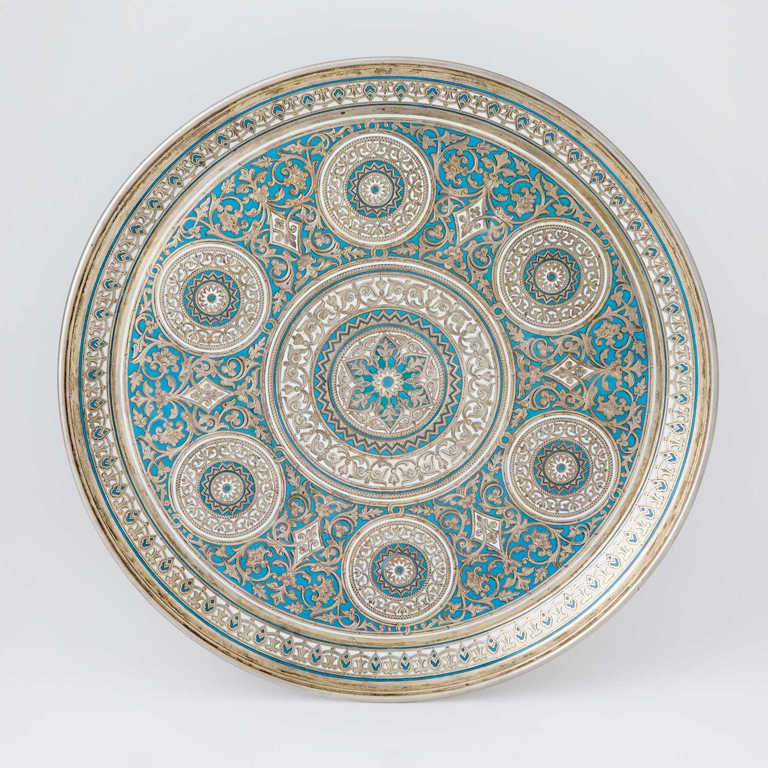 Lot 87 - Russian Silver and Champlevé Enamel Tray