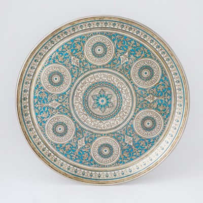 Lot 87 - Russian Silver and Champlevé Enamel Tray