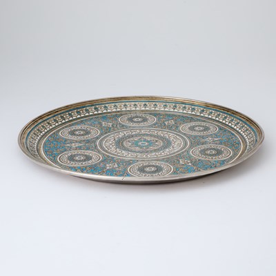 Lot 87 - Russian Silver and Champlevé Enamel Tray