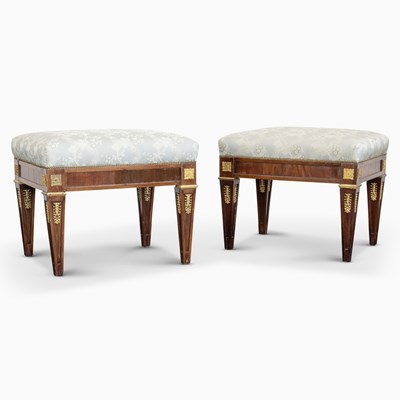 Lot 1129 - Pair of Empire Gilt-Bronze Mounted Mahogany Tabourets