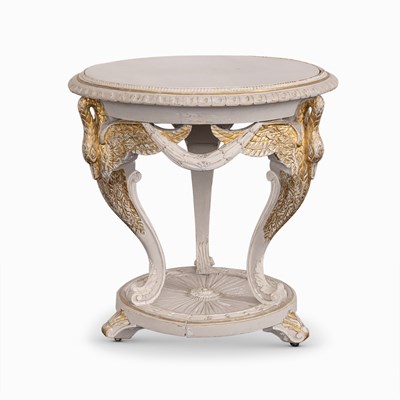 Lot 1136 - Empire Style Parcel-Gilt and Cream Painted Occasional Table
