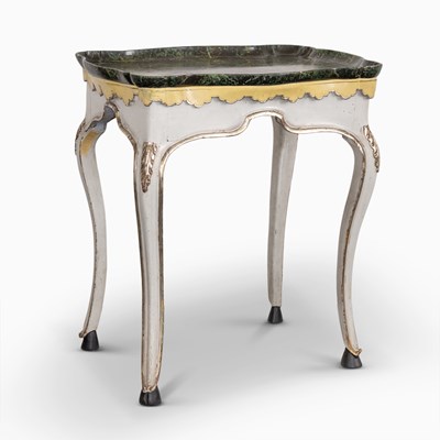 Lot 1137 - Italian Polychrome and Faux-Marble Decorated Side Table