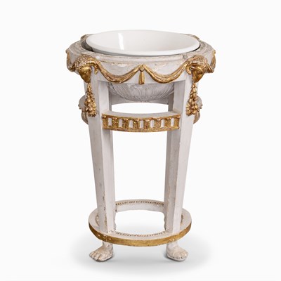 Lot 1138 - Neoclassical Cream Painted and Parcel-Gilt Jardinière Stand