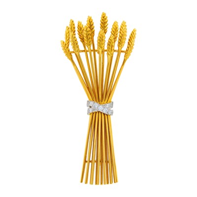 Lot 2060 - Tiffany & Co. Gold, Platinum and Diamond Wheat Sheaf Brooch