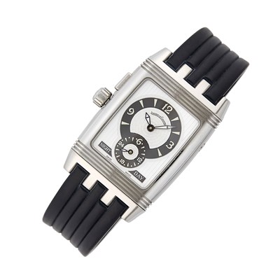 Lot 1053 - Jaeger LeCoultre Stainless Steel 'Gran Sport Day/Night Reverso Duoface' Wristwatch, Ref. 295.8.51