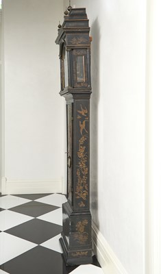 Lot 222 - Queen Anne Gilt and Black Japanned Longcase Clock
