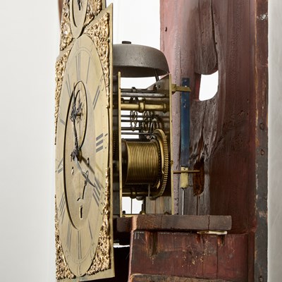 Lot 222 - Queen Anne Gilt and Black Japanned Longcase Clock
