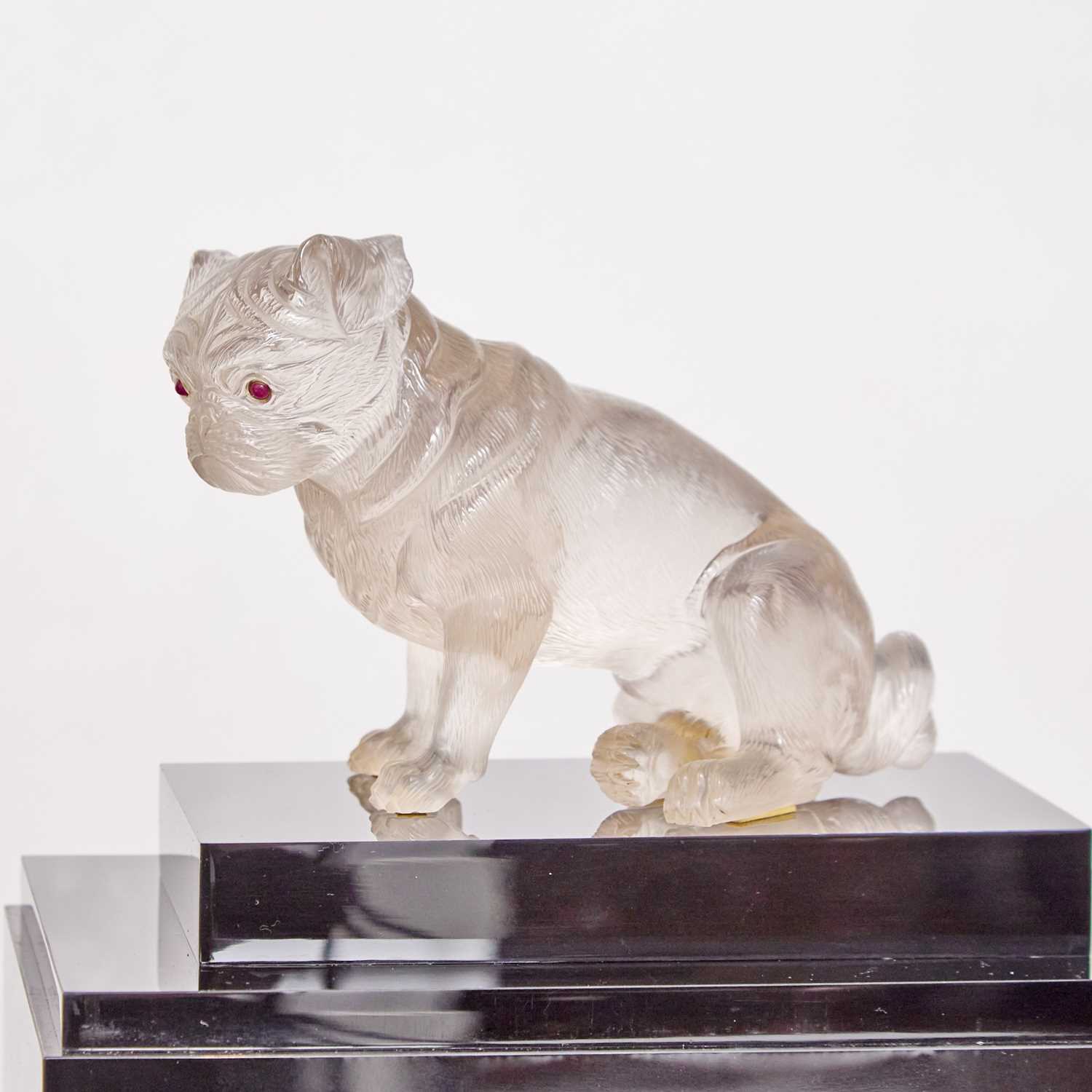 Lot 210 - Continental Gem-Set Carved Rock Crystal Figure of a Pug
