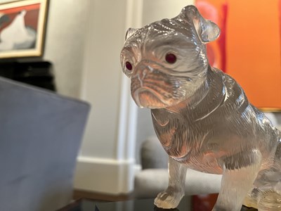 Lot 210 - Continental Gem-Set Carved Rock Crystal Figure of a Pug