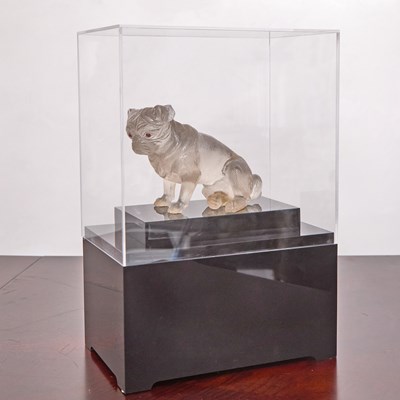 Lot 210 - Continental Gem-Set Carved Rock Crystal Figure of a Pug