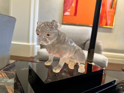Lot 210 - Continental Gem-Set Carved Rock Crystal Figure of a Pug