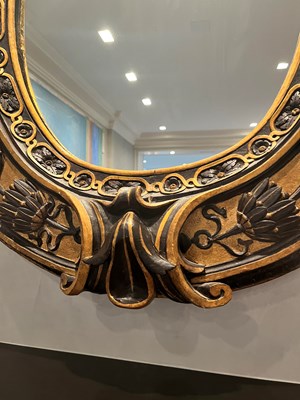 Lot 220 - Aesthetic Movement Ebonized and Parcel-Gilt Mirror