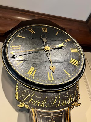 Lot 255 - English Black Painted and Chinoiserie Decorated 'Act of Parliament' Wall Clock