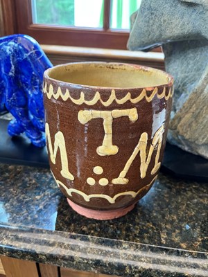 Lot 205 - English Slipware Loving Cup, Initialed MTM