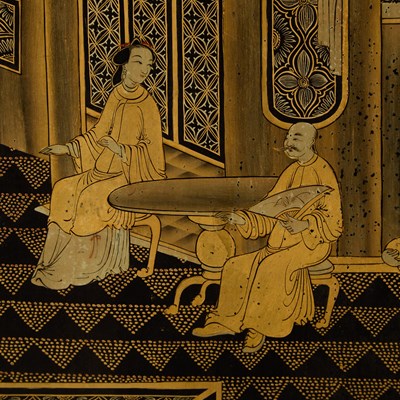 Lot 139 - Chinese Gilt and Black Lacquered Four-Panel Floor Screen