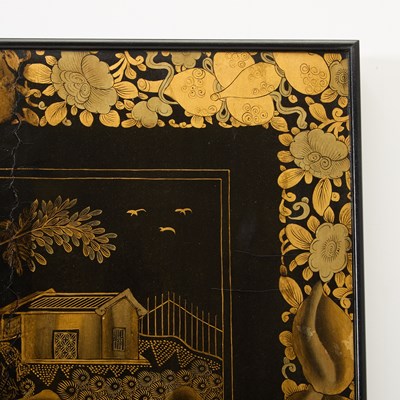 Lot 139 - Chinese Gilt and Black Lacquered Four-Panel Floor Screen