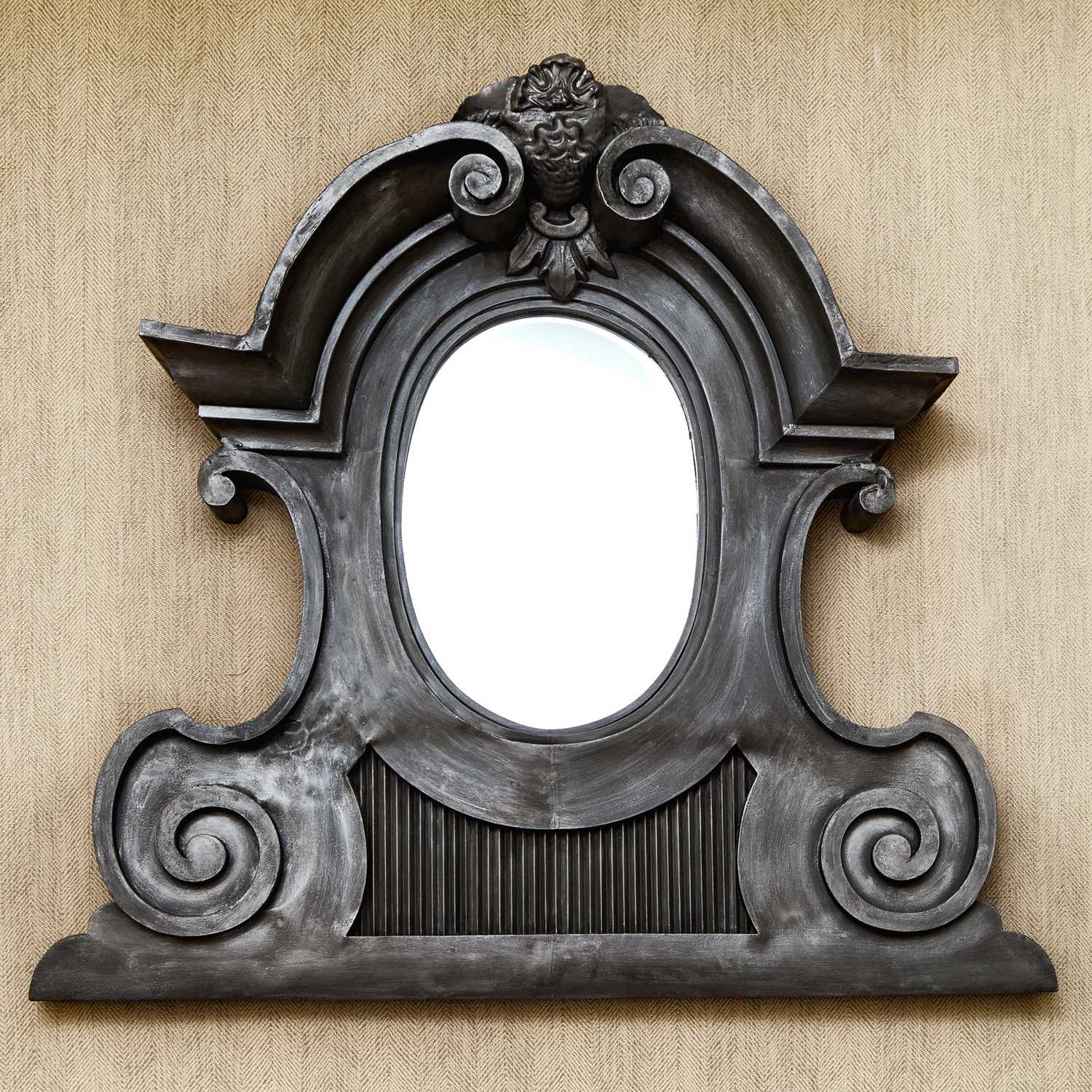 Lot 250 - French Baroque Style Steel Over-Mantel Mirror