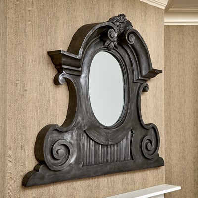 Lot 250 - French Baroque Style Steel Over-Mantel Mirror