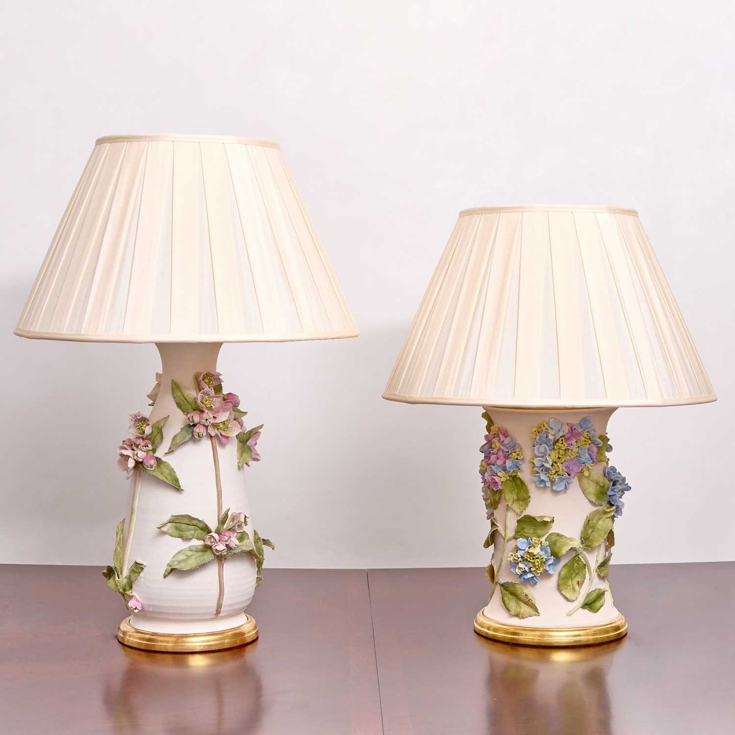 Lot 202 - Two Potter-Spitzmiller Painted Porcelain Table Lamps