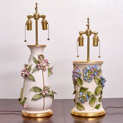 Lot 202 - Two Potter-Spitzmiller Painted Porcelain Table Lamps